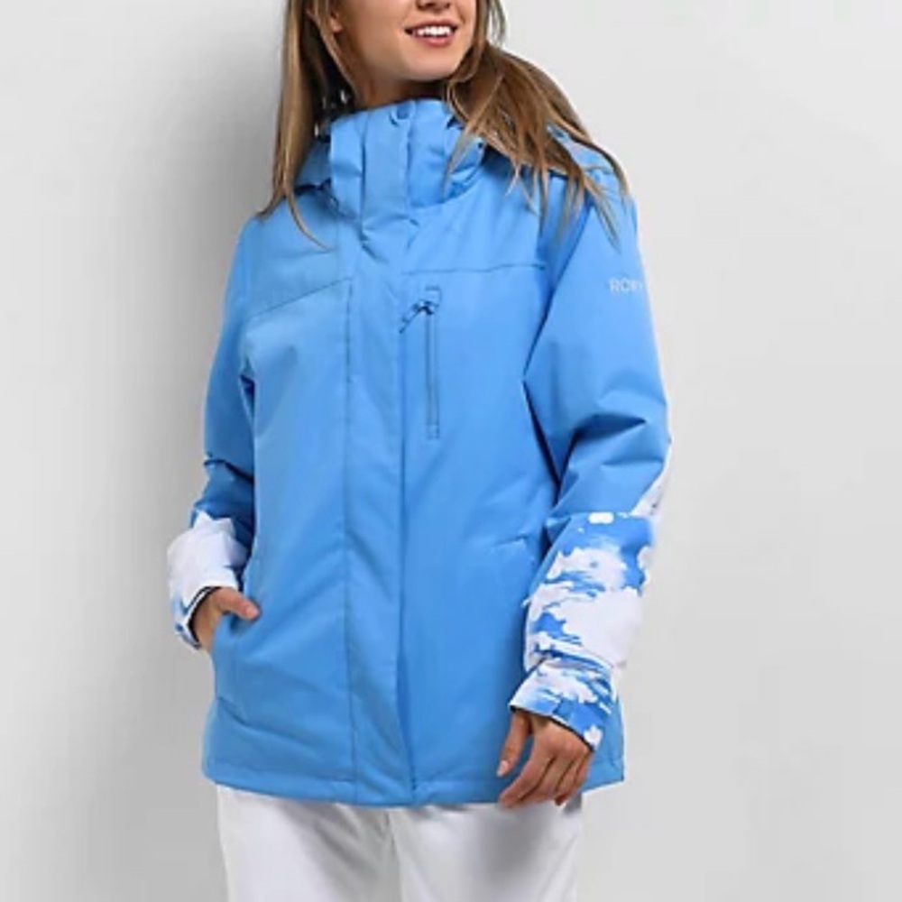 NWT Roxy Light Blue Ski Jacket with White Accents